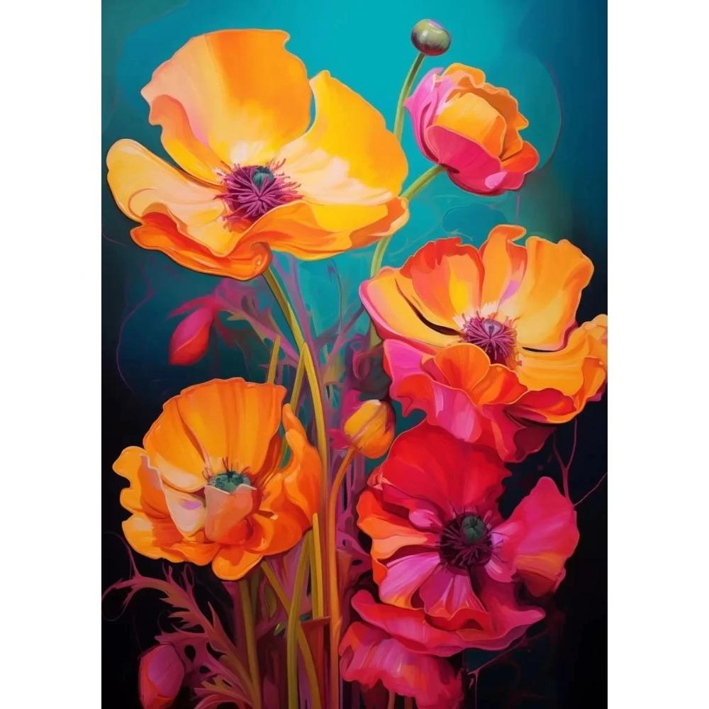 Modern Art Flower Power Poster Aesthetic Canvas Paintings and Prints Wall Art HD Pictures for Home Office Room Frameless