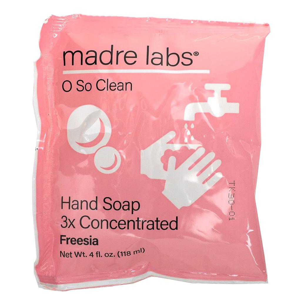Madre Labs Hand Sanitizer, Triple Concentrate Refillable, Freesia, 6 Pouches, 4 Fl Oz (118 Ml) Each