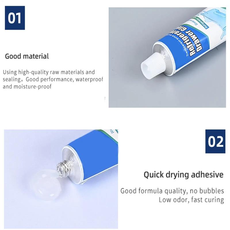 Refrigerator Door Seal Repair Glue Waterproof Low-Temp Resistant Adhesive for Fridge Drawer Freezer Gasket Home Use
