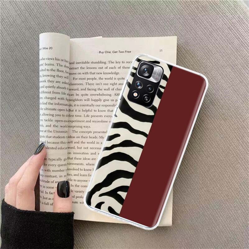 Leopard Print Pink Phone Case For Redmi Note 13 12 Pro Plus 14 15 Pro 5G 11 11T 11E 11S 10 Pro 10S 9 9S Cover Cell Clear TPU Cap