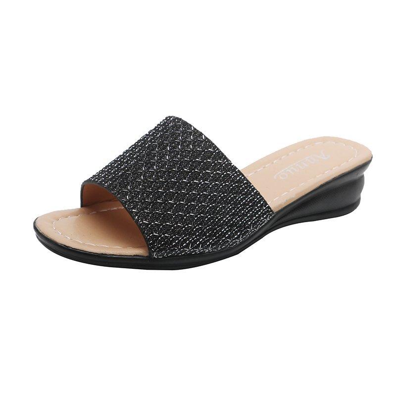 

Золотые тканевые тапочки с блестками на плоской подошве для женщин, летние повседневные сандалии на плоской подошве для женщин, модные сандалии, уличные шлепанцы36-42 42