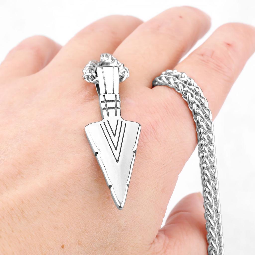 Retro Viking Spear Arrowhead Kunai Primal Necklaces for Men Rock Punk Stainless Steel Tribal Pendants Jewelry New In Necklace