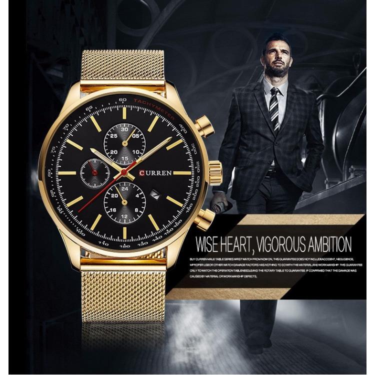 CURREN New Men's Watch Men's Watch Stainless Steel Mesh Calendar Watch