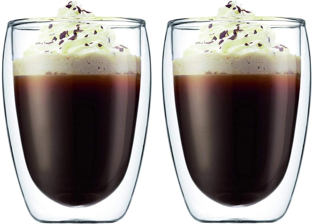 Morningplace Glass Cup Set of Double-Walled Tumbler, Double-Walled, Heat-Resistant (350ml, 2)