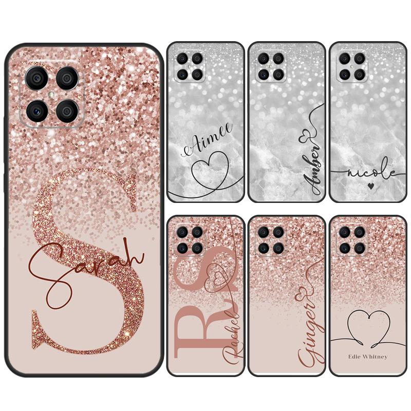 PERSONALISED Glitter name initials Case For Honor 90 70 50 Lite Magic 5 Magic 6 Pro X6 X7 X8 X9 X6a X7a X8a X9a X8b X9b Cover