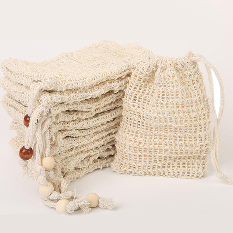 5PCS Natural Sisal Soap Bag Foaming Net Face Wash Cleanser Cleanser Foaming Net Household Foam Soap Bag Net Soap Saver Pouch