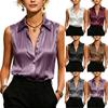 Ärmellose Satinbluse für Damen mit Kragen, figurbetontes Mode-Top, leichter, weicher Stoff, elegantes Design für legere Arbeitskleidung