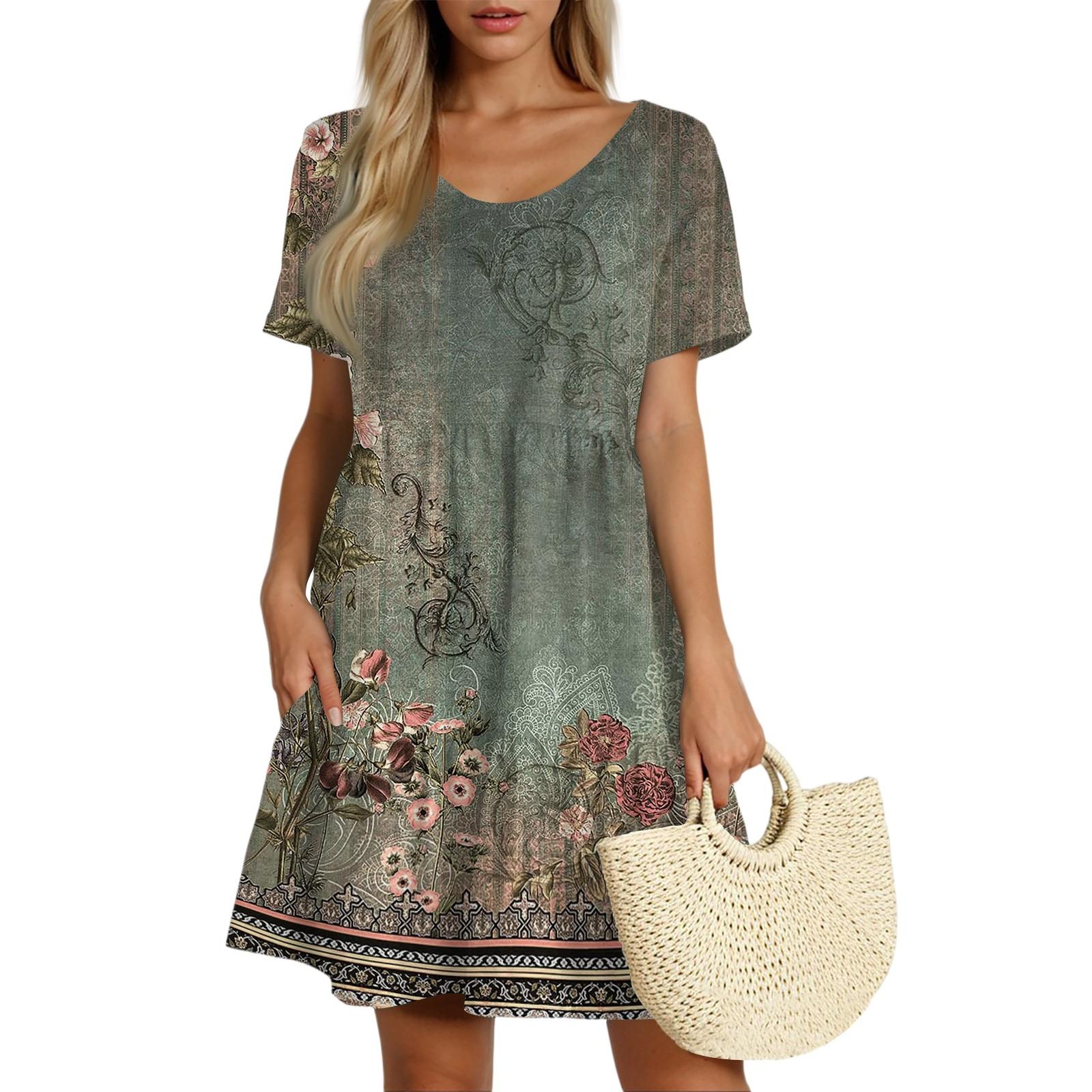 

Женское повседневное модное платье с круглым вырезом, короткими рукавами и юбкой-тортом в стиле ретро L