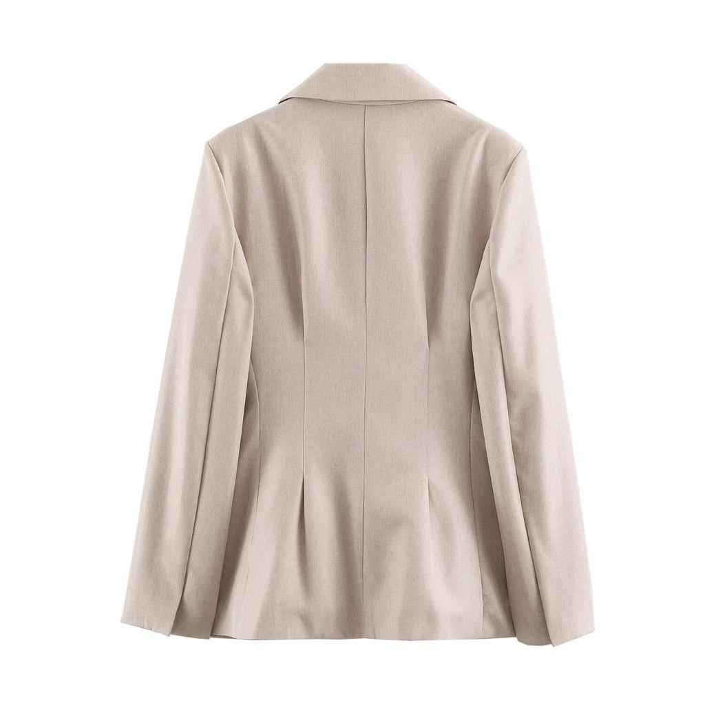European and American style, wholesale women's clothing linen blended blazer + straight pants set 7748856
