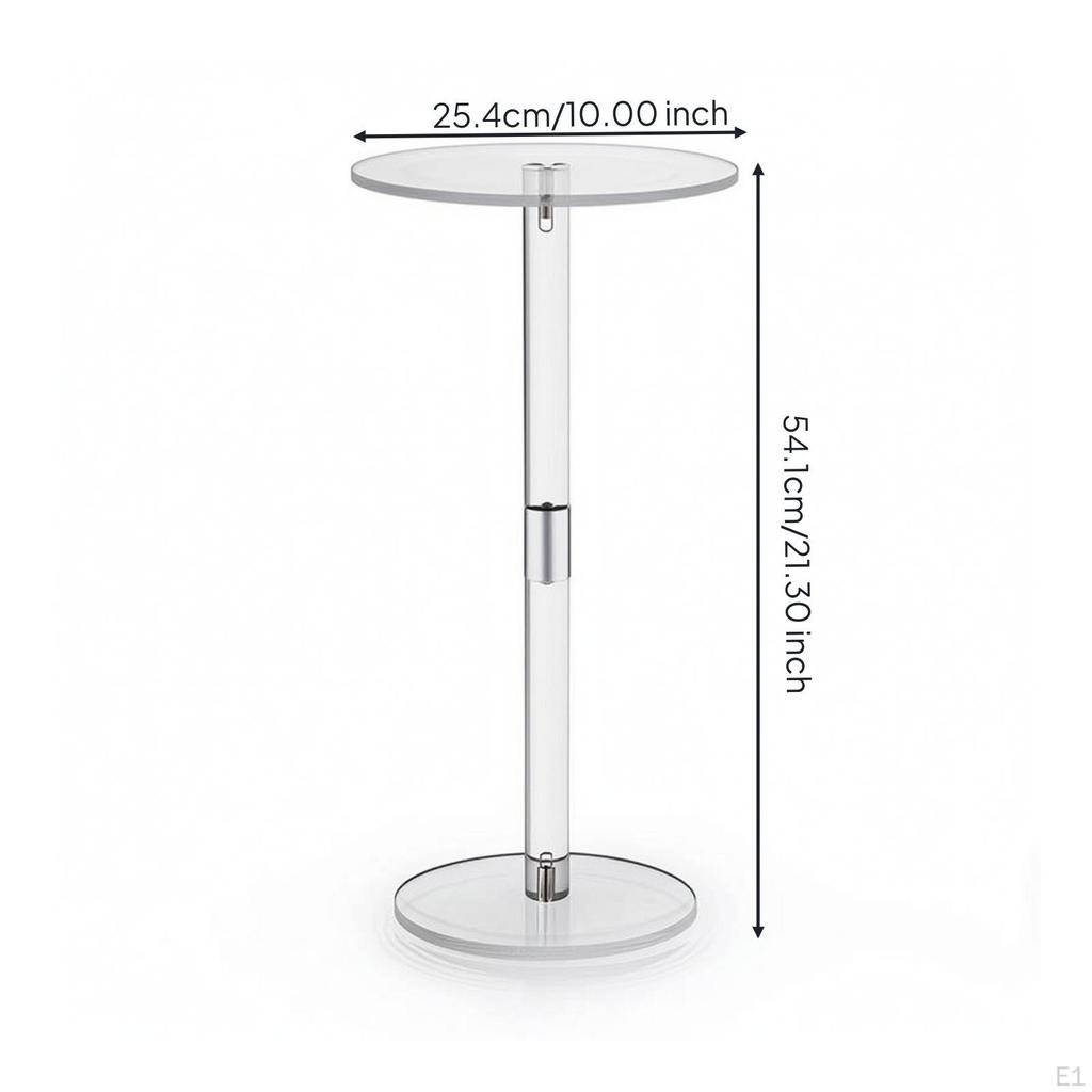 Acrylic Side Table Transparent Clear Pedestal Decorative Furniture for Living Room, Bedroom