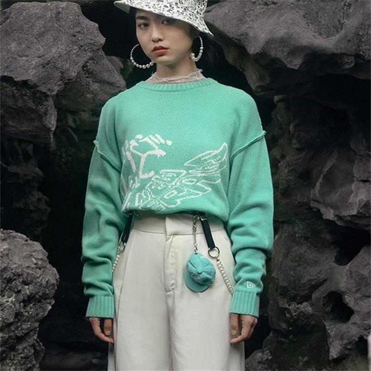 New Era SS22 Letter Crewneck Sweater Unisex Sweater Green 13038754