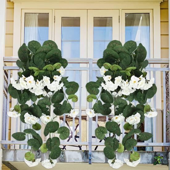 Hängende Künstliche Malus Spectabilis 11 Gabeln UV-Beständig Realistische Falsche Blume Hochzeitsparty Innen Außen Garten Wandbehang Kunstblume