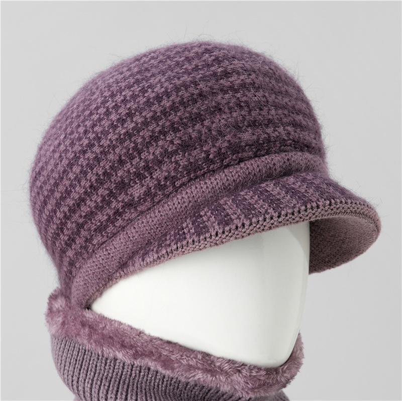 Autumn and winter hats Women's knitted hats Fleece warm wool hats Cold-proof cotton hats