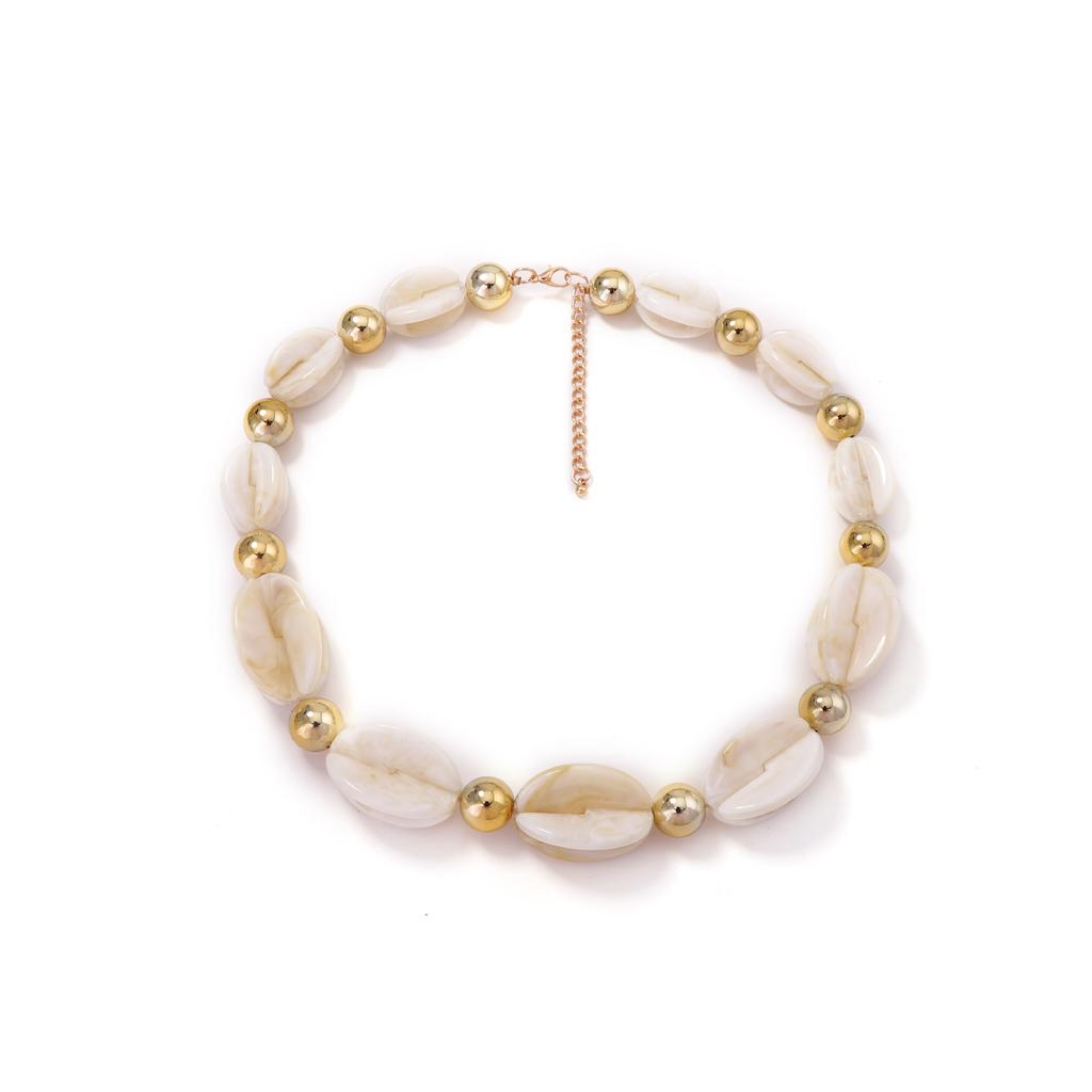 European and American Simple and Versatile Personality Niche Design Geometric Resin Beaded Necklace Fashion Trend Women's Accessories