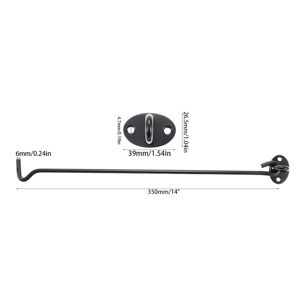 2pcs Black Crescent window lock Cabin Hooks Eye Latch Stainless Steel safety switch 3/4/6/8/10/12/14/16inch Holder with screws