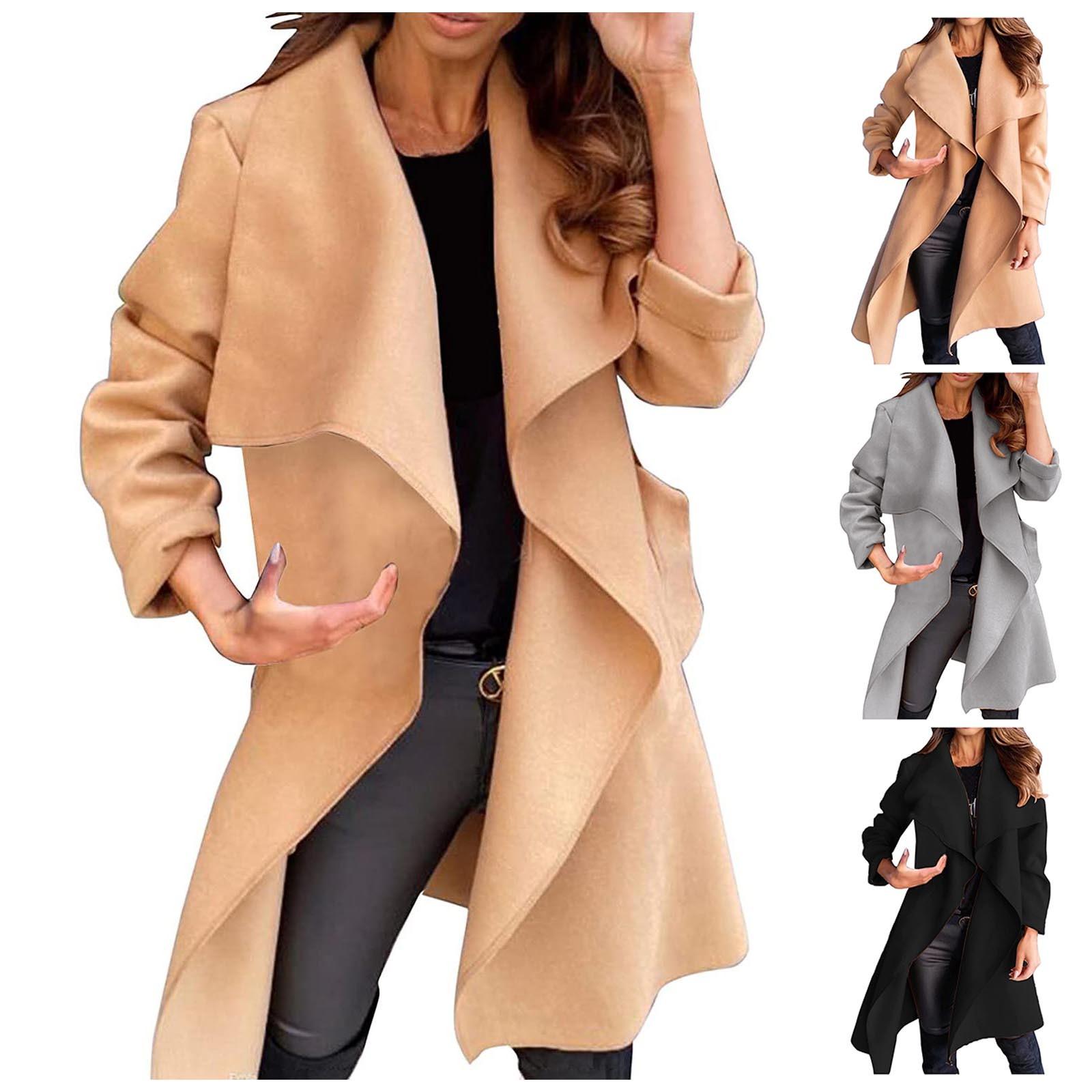 

Женский бандажный кардиган с длинными рукавами, шерстяная ветровка, женское пальто