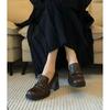 [Spot~~] Retro British style women's shoes high-heeled small leather shoes women's platform one-pedal loafers thick-heeled single shoes