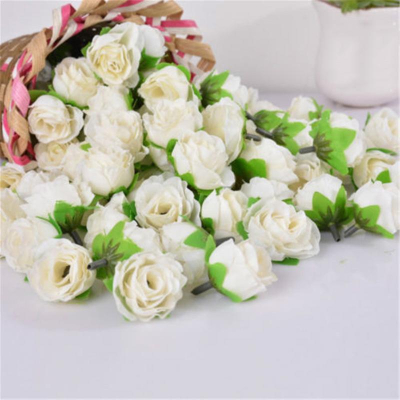 Rose Artificial Flowers 50pcs Simulation Flower Head Fake Roses Wedding Decorated Wall Flower Arrangement home Party Decoration