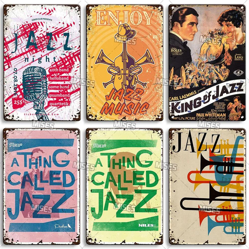 MISES JAZZ Metal Poster Vintage Metal Tin Sign Decorative Plate Metal Sign Music Metal Plaque Home Bar Studio Industrial Decor
