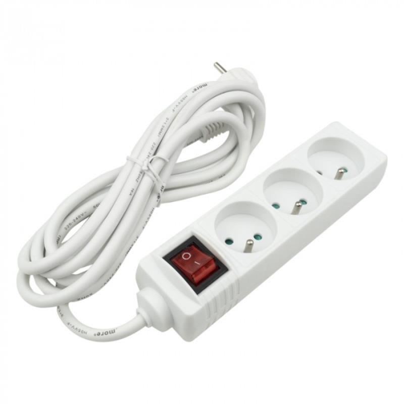 Extension Cord 3 Sockets 1.5m With/without Switch White