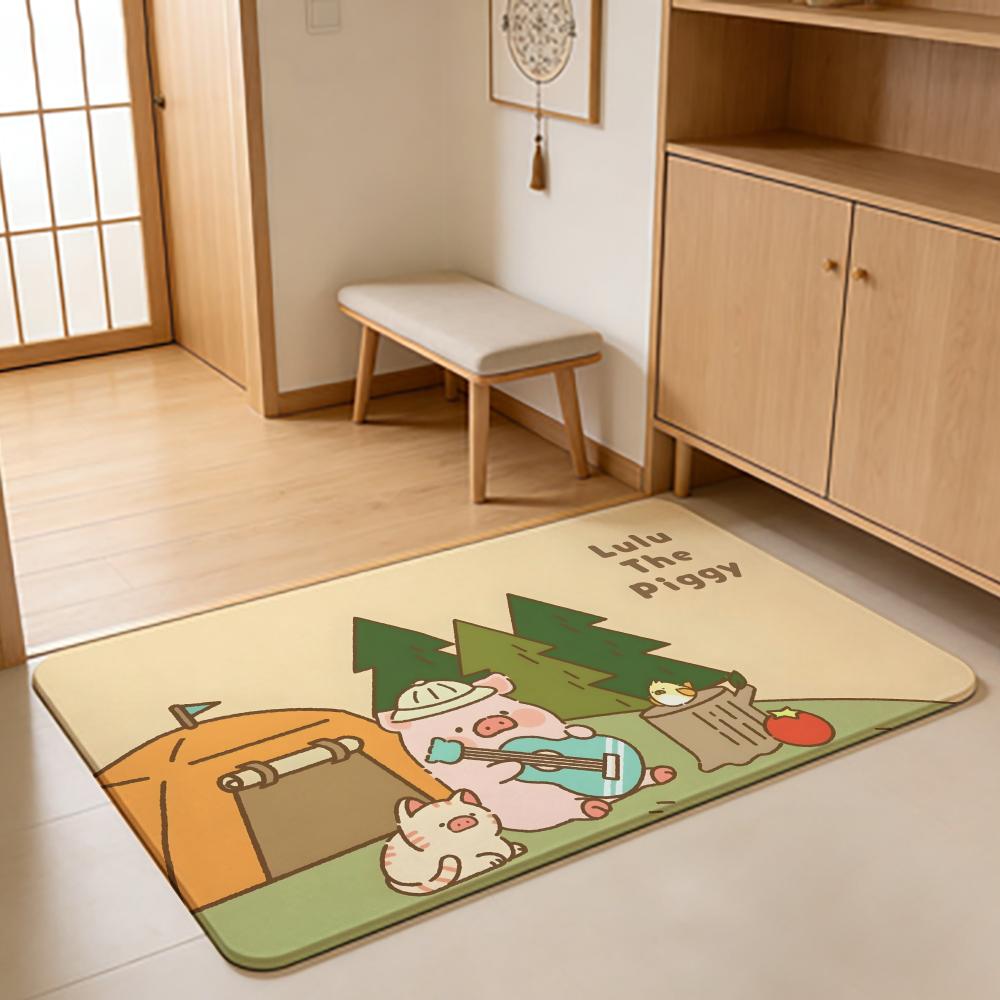 Anime  L-LuLu Floor Mat Absorbent Floor Mat Non-Slip Entrance Rug for Bathrooms Restrooms and Toilets