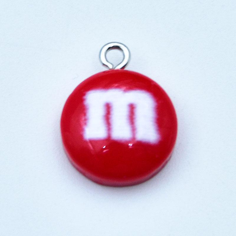 Colorful Candy Toy Ornaments: Resin M&M Chocolate Bean Earrings, Keychains, and DIY Jewelry Pendants.