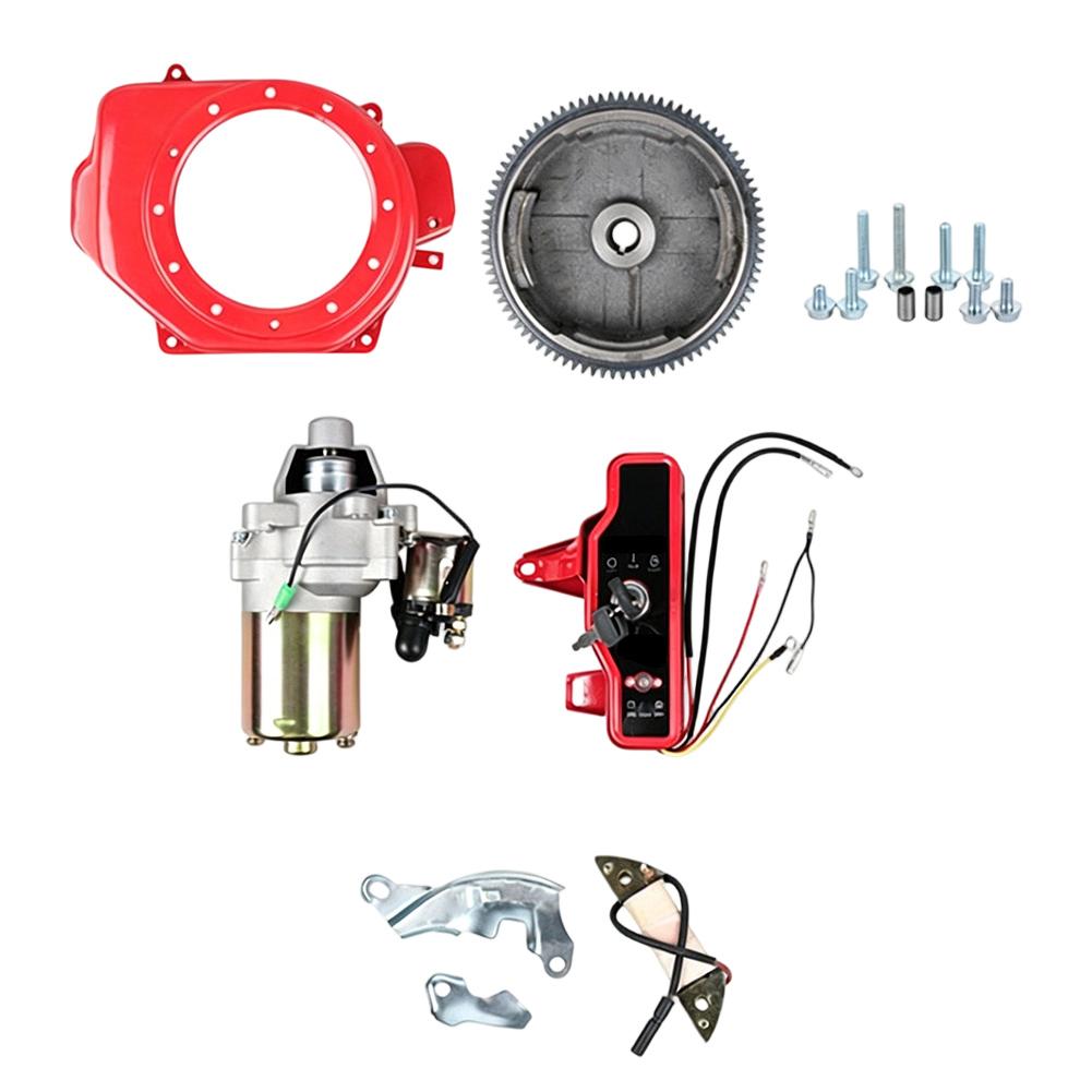 Electric Start Flywheel Kit for Honda 168F 170F For GX160 7.5HP Engines with Charging Coil Starter Motor and Control Switch Box