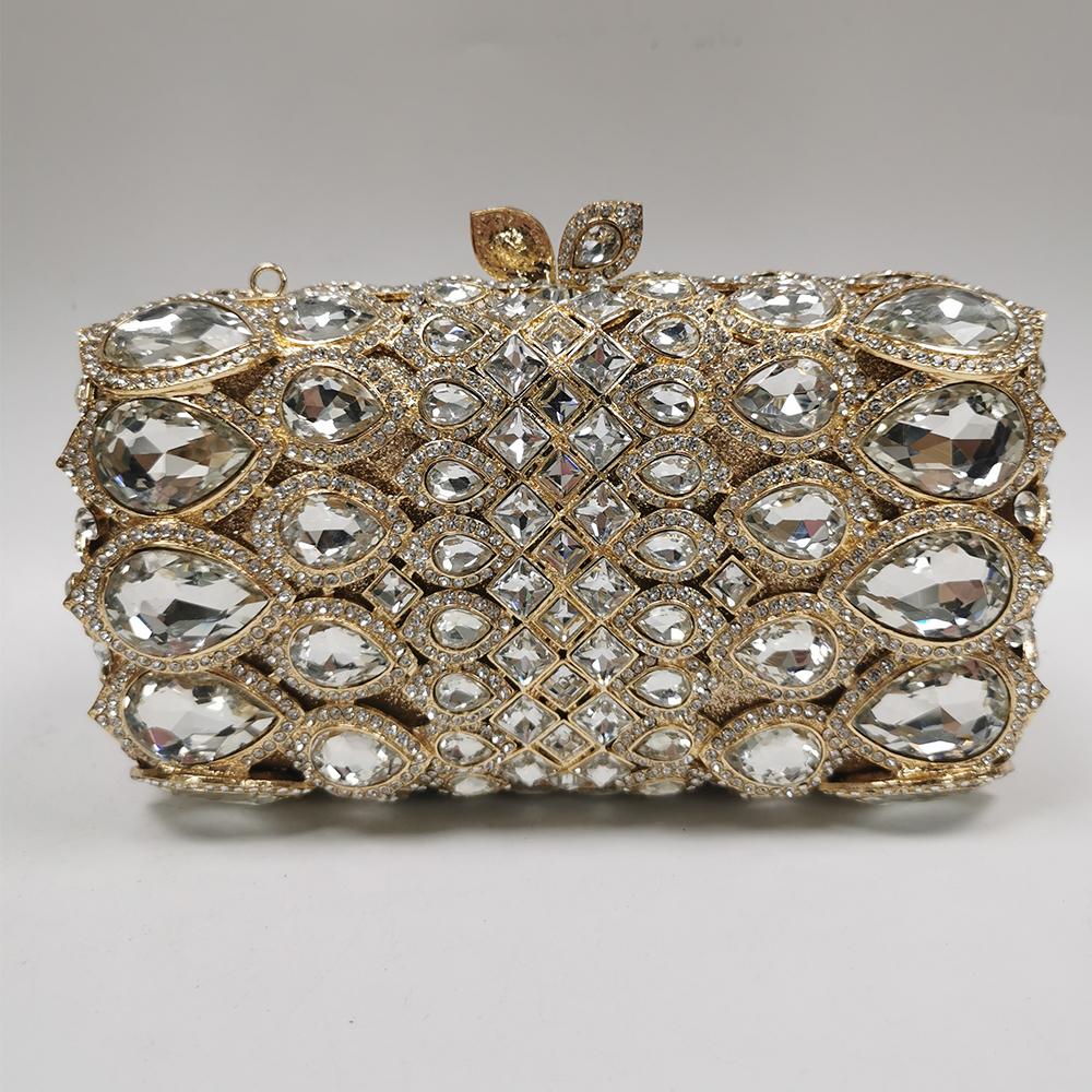 Damen Kristall Abendtasche Clutch Große Strassstein Hochzeits Tasche Grün/Champagner Luxus Damen Diamant Brautparty Mini Minaudiere