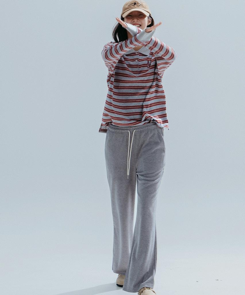 ANNEHEARTS Soft Knit Wide Easy Pants_Melange