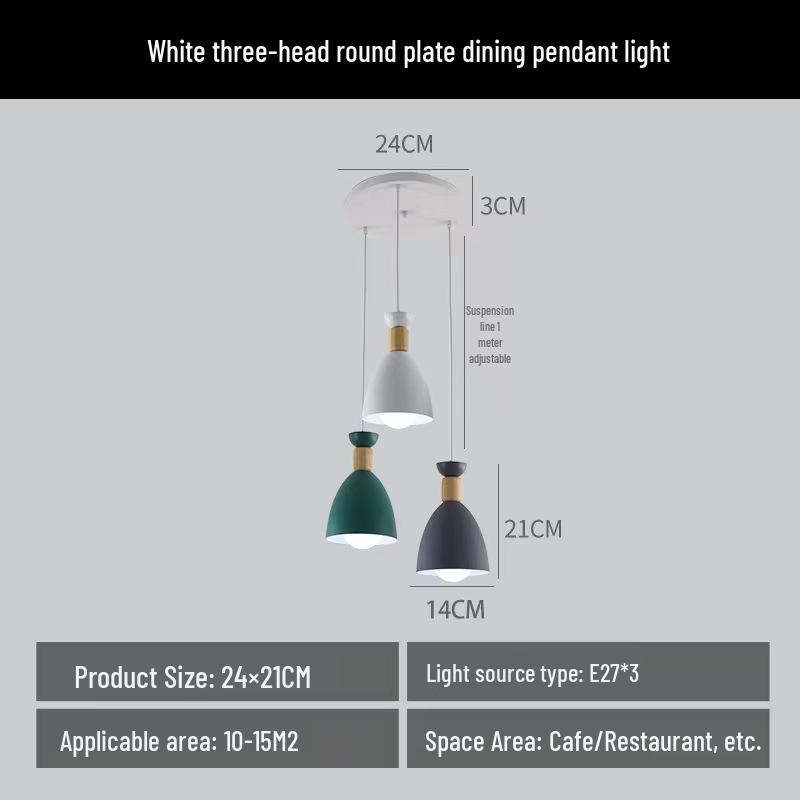 Nordic Modern Minimalist Macaron Pendant Light - Three-Head Design for Restaurant or Bar Counter