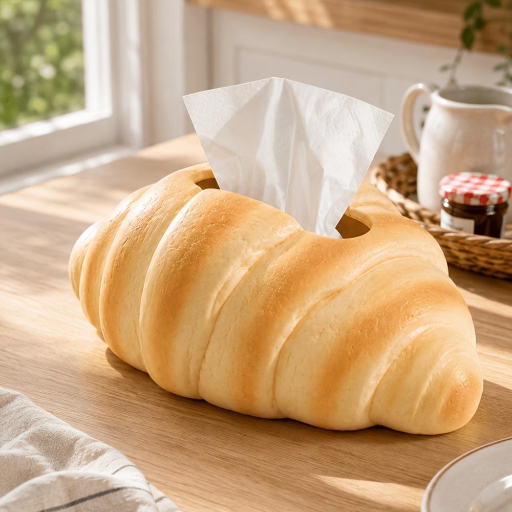 Vinyl Paper Storage Box Desktop Ornament Napkin Holder Croissant Tissue Box Coffee Table