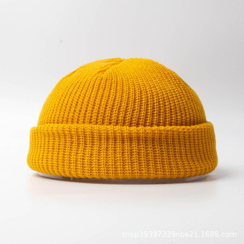 Knitted melon fur hat wool hat dome cold hat autumn and winter hat American retro knitted hat landlord hat