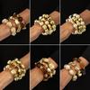 3 Pcs/Set Fashion Irregular Beaded Bracelets Resin Bohemian Style Hand Chain Bangle Jewelry Accessories