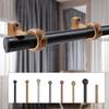 HEVSTIL Natural Wood Curtain Rod Brackets, 2-Pack – Heavy-Duty Wooden Curtain Rod Holders for 1.4" (1-2/5") Poles | Decorative Wooden Curtain Support