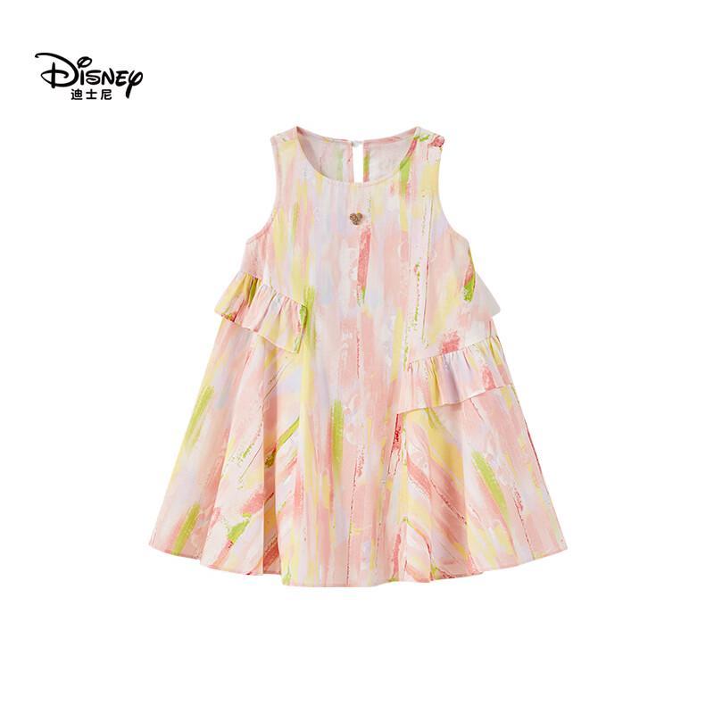 Disney Girls' Summer Cartoon Ruffle Sleeveless Princess Dress