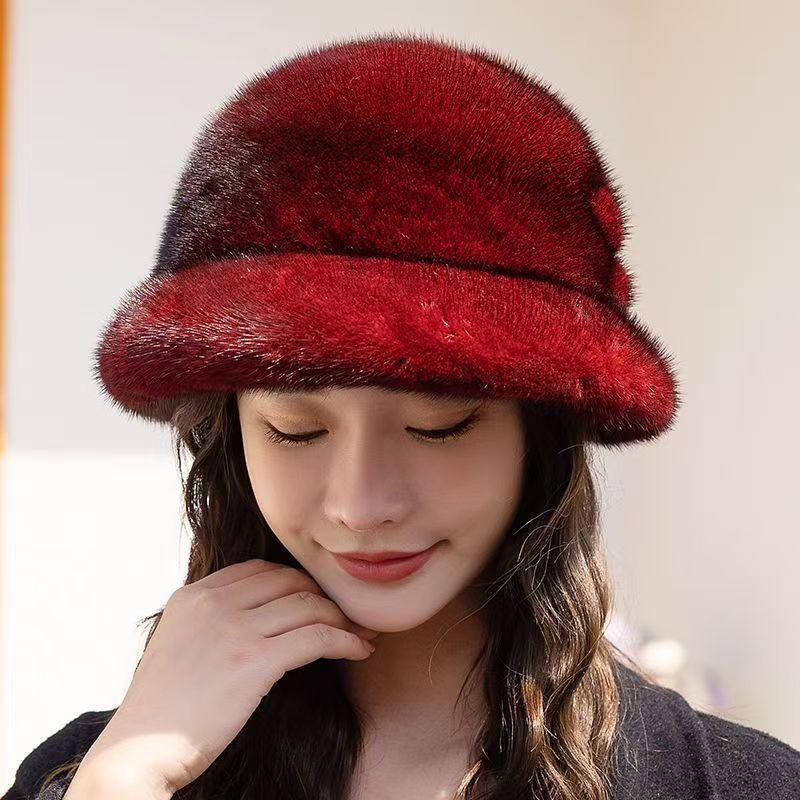 Women's Hat New Faux Mink Fur Hat - Women's Winter Hat Versatile Warm Ear Protection Stylish Top Hat Faux Fur Windproof Snow Hat