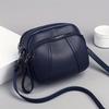 Casual Chic Black Soft Leather Crossbody Bags, Small Multi Zip Shoulder Purse, Mobile Phone Bag, Rivet Zipper, Small Square Bag