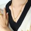 18K Gold-Plated Geometric Letter Pendant Necklace - Durable & Fashionable Titanium Steel Jewelry