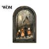 Rustic Wood Halloween Sign Arched Wooden Wall Decor, Ghost Cat Hanging Ornament, Distressed Gothic Waterproof Art Tabletop Decor Plaque, Spooky