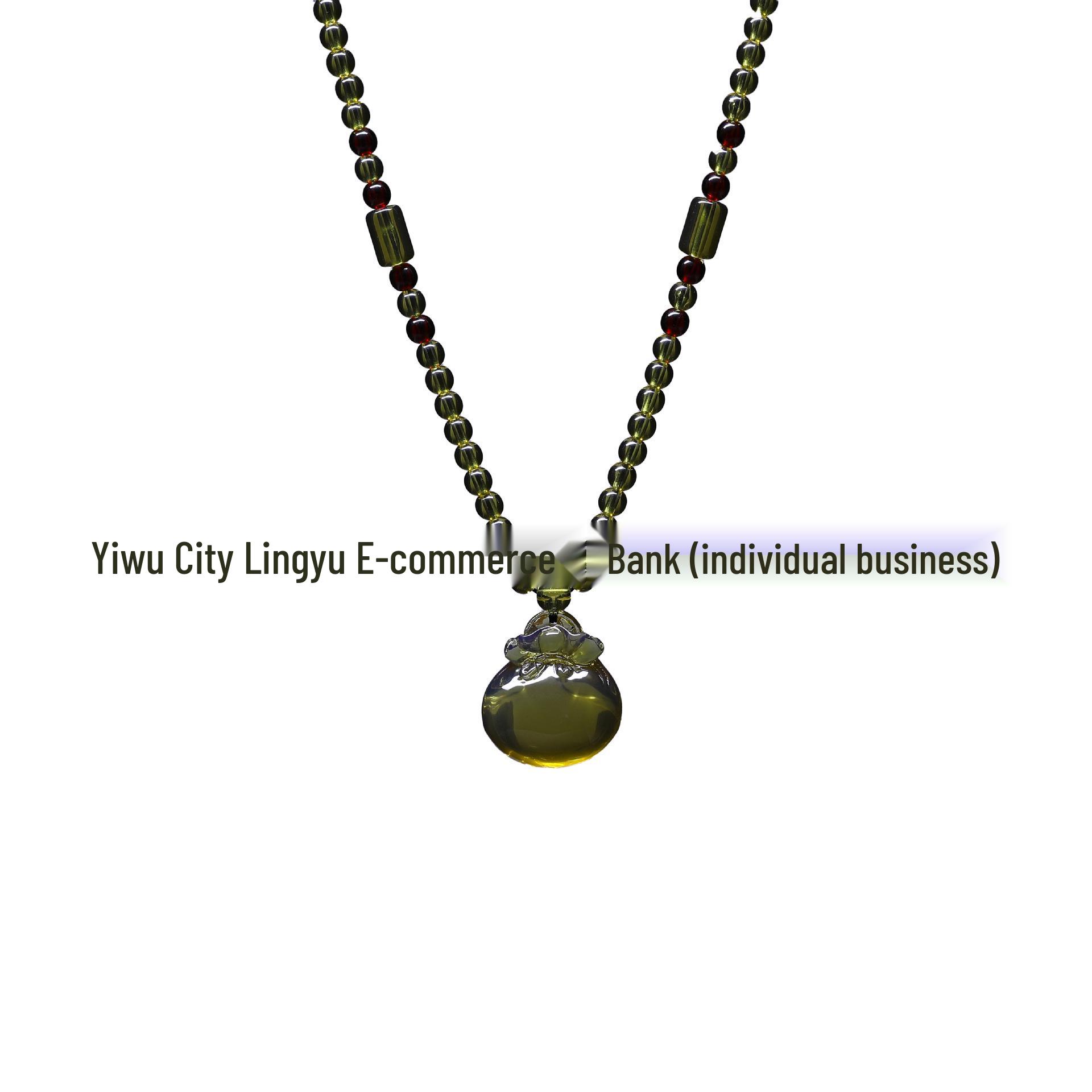 Second Gen Amber Beeswax Water Drop Pendant Necklace for Women - Long Style Autumn/Winter 2025