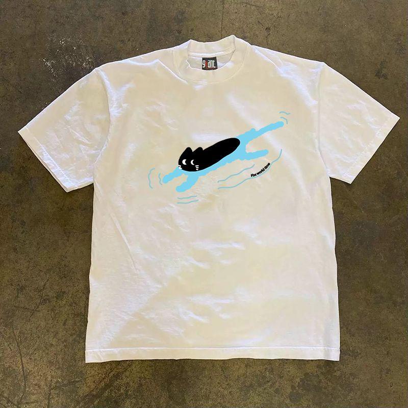 

Make Money for Charity 260G Heavy Pure Cotton! American Oversize COUPLE S Women Loose Short sleeve T-shirt Men White L [260g Heavy weight pure cotton]]