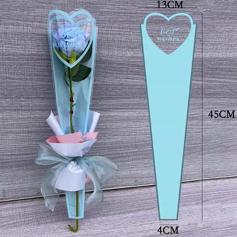 [Y]50PCS Iridescent Single Rose Sleeves DIY Transparent Flower Wrapping Bag Floral Material Packaging Waterproof