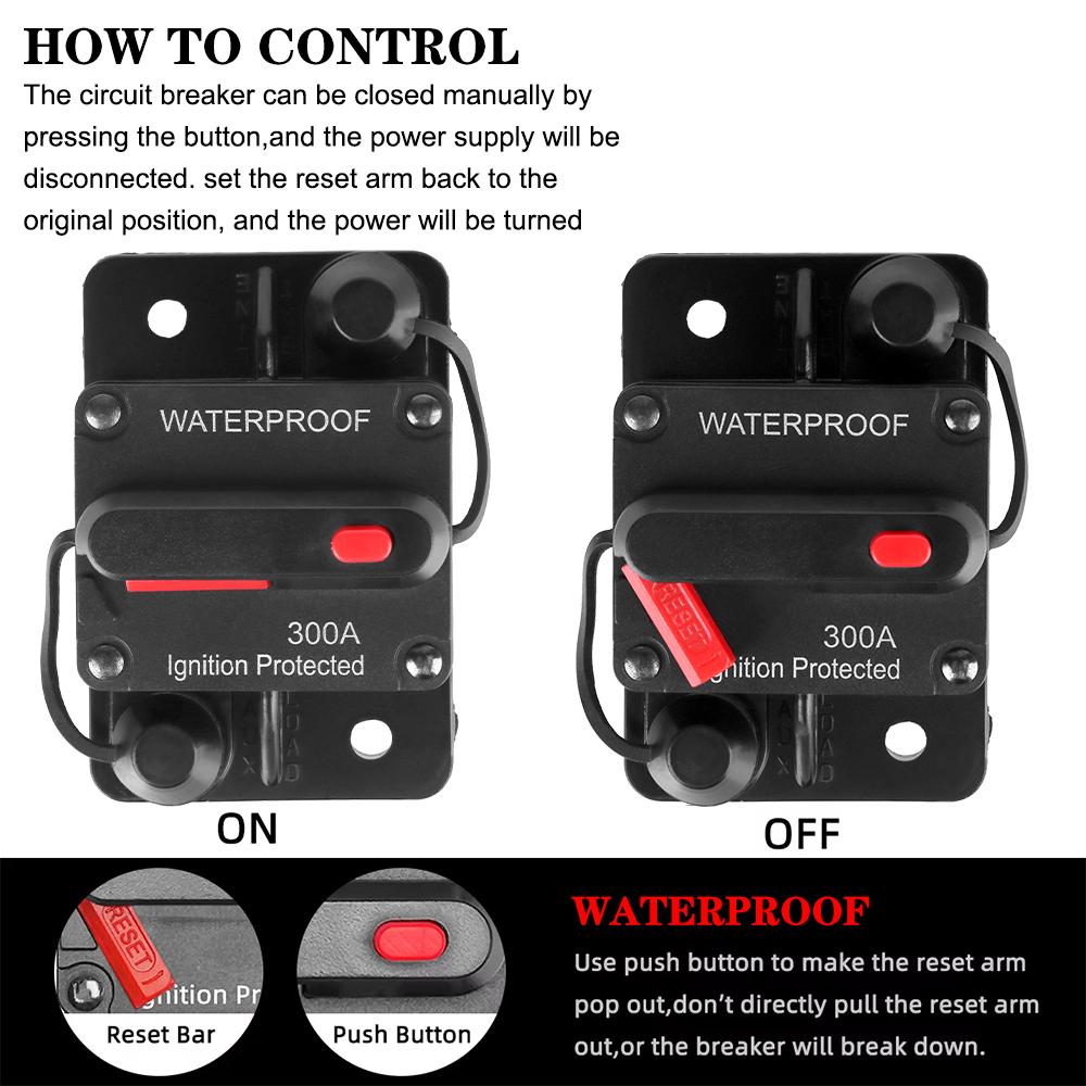Fuse Reset Car Boat Auto Waterproof Fuse Box 12-48V DC Car Fusibles Amplificador Fuse 300A AMP Circuit Breaker Fuse Reset