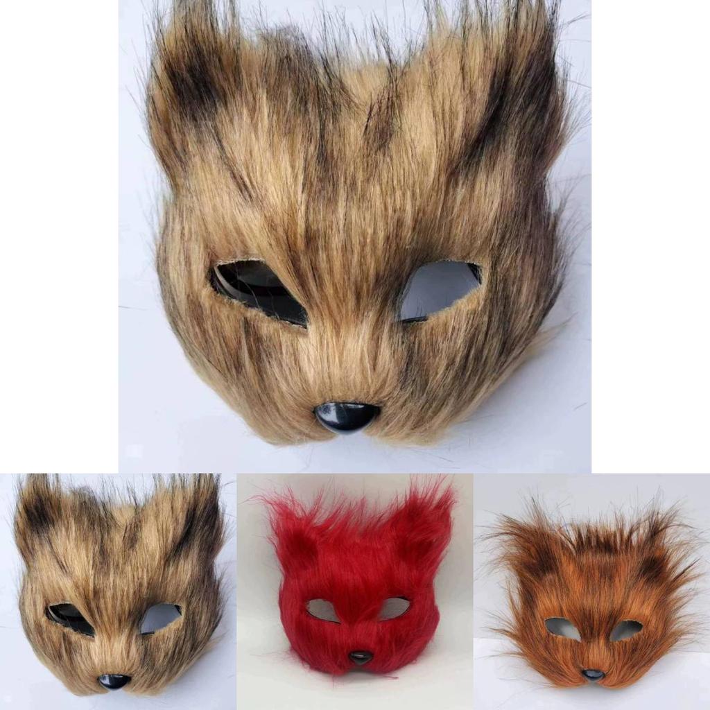 Fox Plush Half Mask With Features For Halloween Costume Parties And Cosplay Events