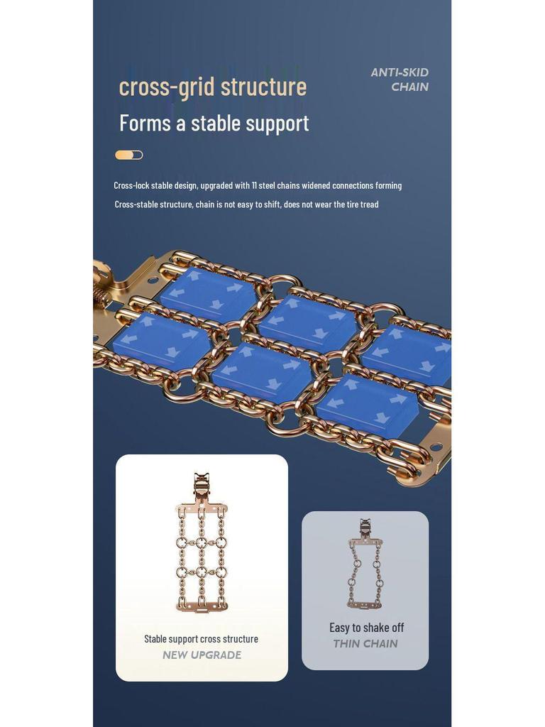 Universelle Schneeketten für Autoreifen - Rutschfest, Nicht beschädigend, Passend für Limousinen, Robuste Eisenkonstruktion