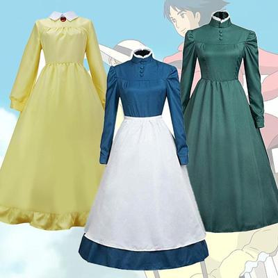 Sophie Howl's Moving Castle Cosplay Lange Jurk Dames Rolspel Outfit Op Voorraad