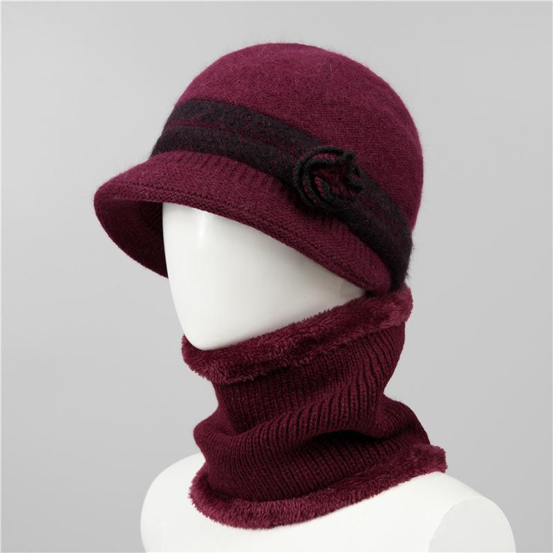 Autumn and winter hats, women's wool hats, winter velvet warm and cold-proof knitted hats