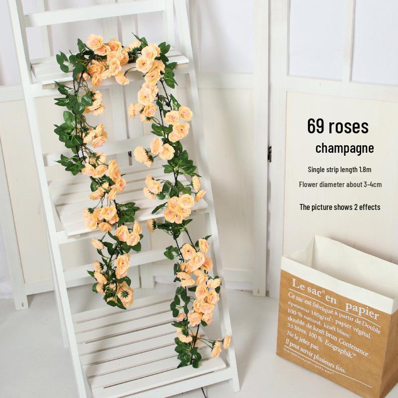 Artificial Rose Flower Vine for Indoor Decoration: Ceiling Hanging & Living Room Decor