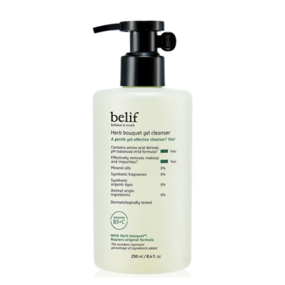 Belif Herb Bouquet Gel Cleanser 250mL - Mild Herb-Infused Gel to Foam Cleanser, Soothing Deep Pore Purification, Premium K-Beauty Face Wash
