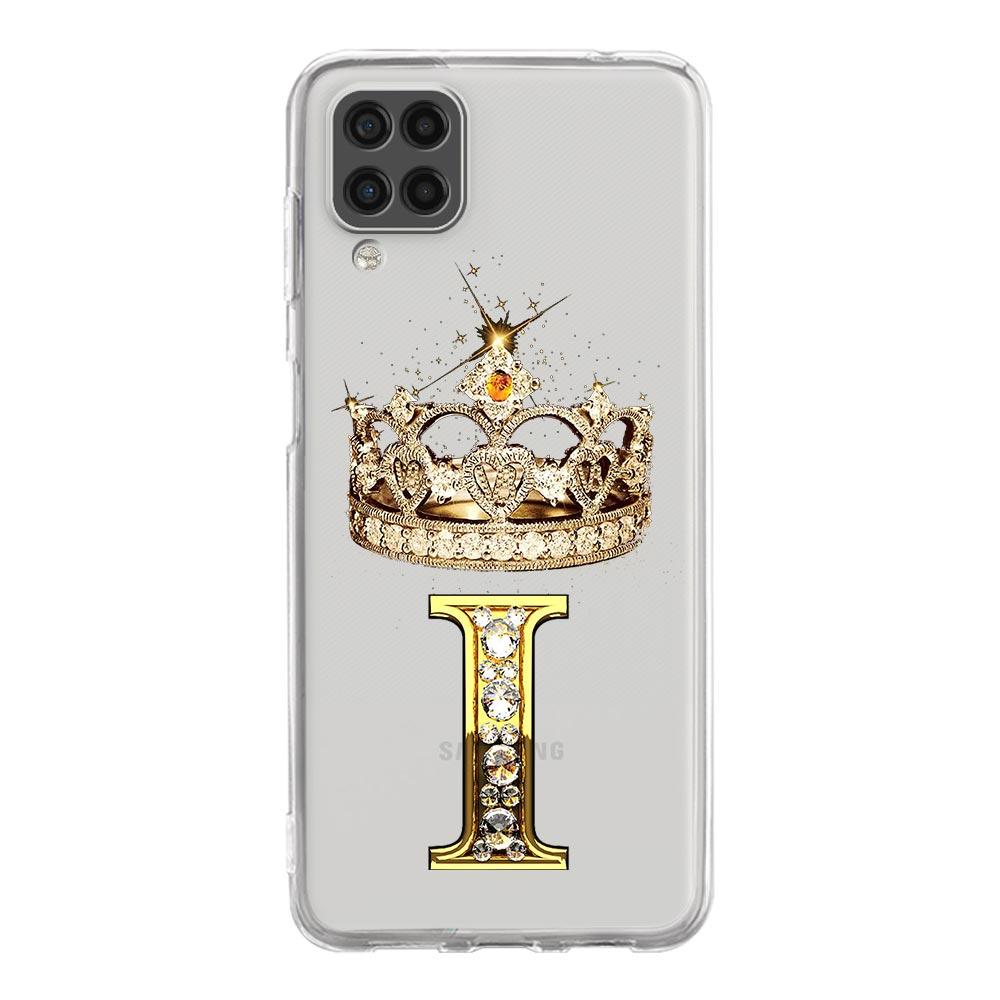 Phone Case For Samsung A13 A33 A35 A55 A73 A53 A23 A51 A71 A21S A12 A31 A41 A05s A03S A15 A25 A32 5G Diamond Crown 26 Letters